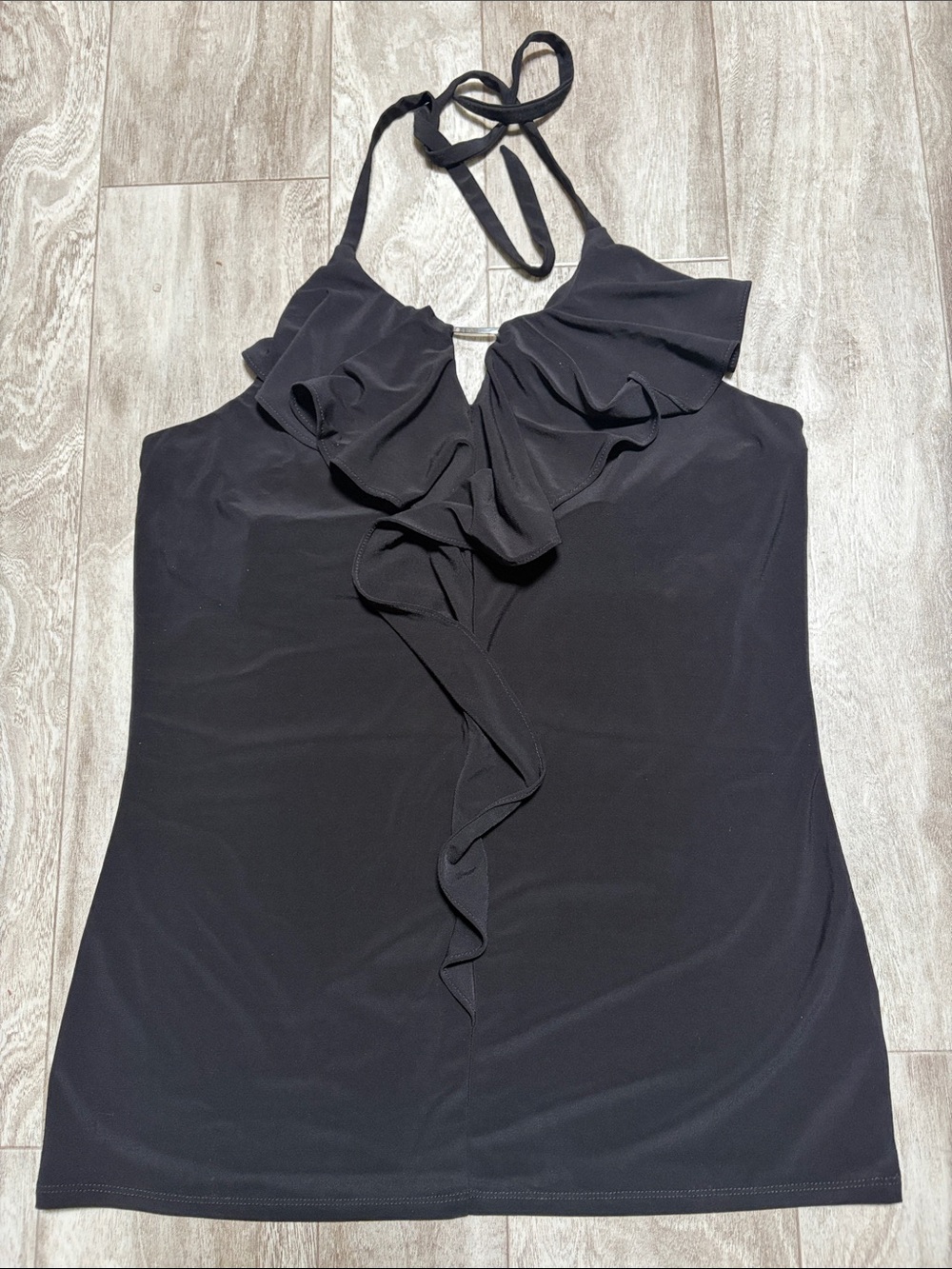 White House Black Market Black Ruffle Halter Camisole